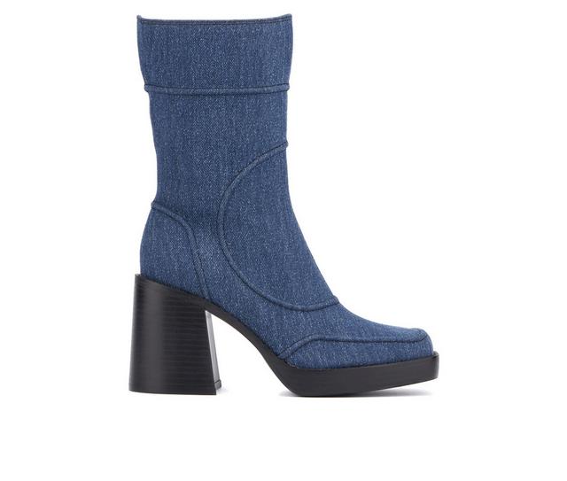 Women's Olivia Miller Pisces Mid Calf Boots in Denim color