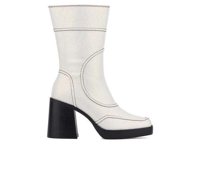 Women's Olivia Miller Pisces Mid Calf Boots in White color