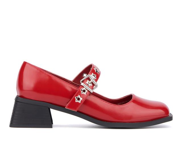 Women's Olivia Miller Asteroid Mary Jane Pumps in Red color