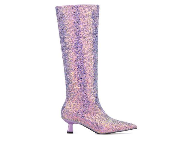 Women's Olivia Miller Mars Knee High Boots in Lilac Multi color