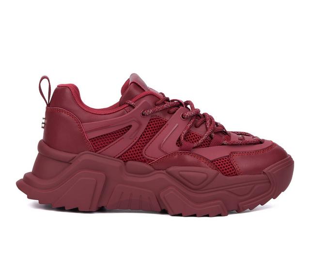 Women's Olivia Miller Zenith Sneakers in Burgundy color