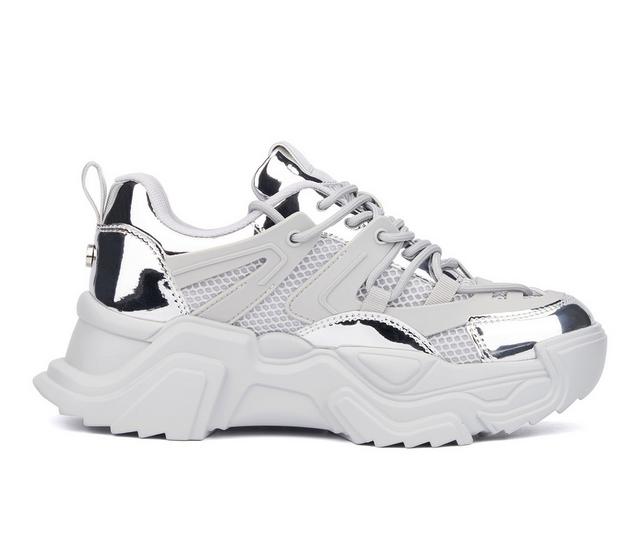 Women's Olivia Miller Zenith Sneakers in Grey Silver color