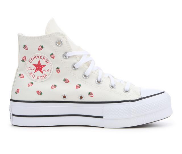 Women's Converse Chuck Taylor All Star Lift Hi Strawberry Sneakers in Egret/Strwberry color