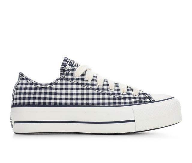Women's Converse Chuck Taylor All Star Lift Ox Gingham Platform Sneakers in Black Gingham color