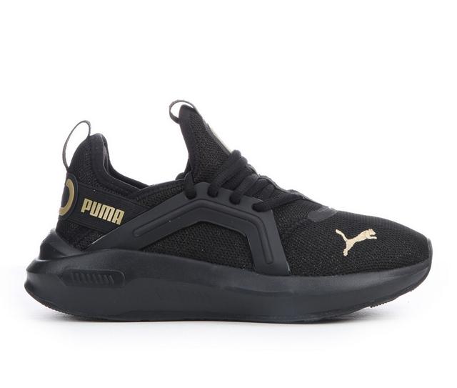 Girls' Puma Big Kid Softride Enzo 5 Jr Running Shoes in Blk/Blk/Gold color