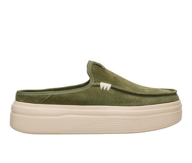 Women's HEYDUDE Austin Lift Platform Casual Shoes in Moss color