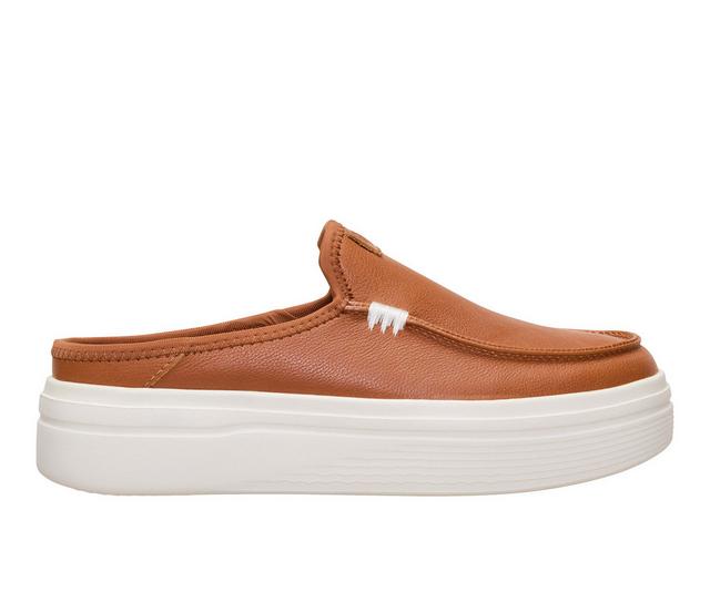 Women's HEYDUDE Austin Lift Platform Casual Shoes in Cognac color