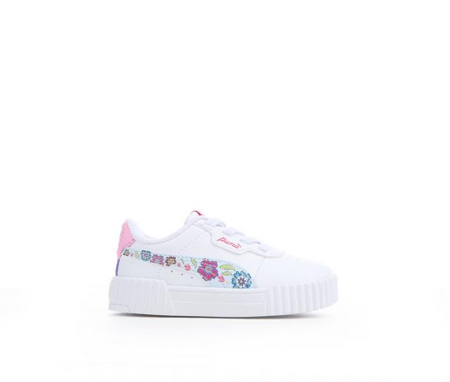 Girls' Puma Toddler Carina 3.0 Flower Sneakers in White/Floral color