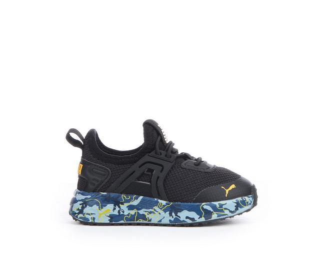 Kids' Puma Infant & Toddler Pacer 23 Camo Running Shoes in Black/Ylw/Gry color