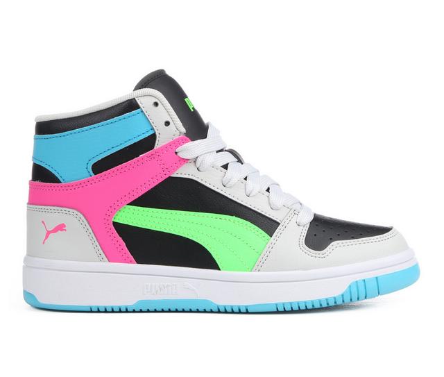 Kids' Puma Big Kid Rebound Layup RCL Jr High-Top Sneakers in Wht/Blk/Multi color