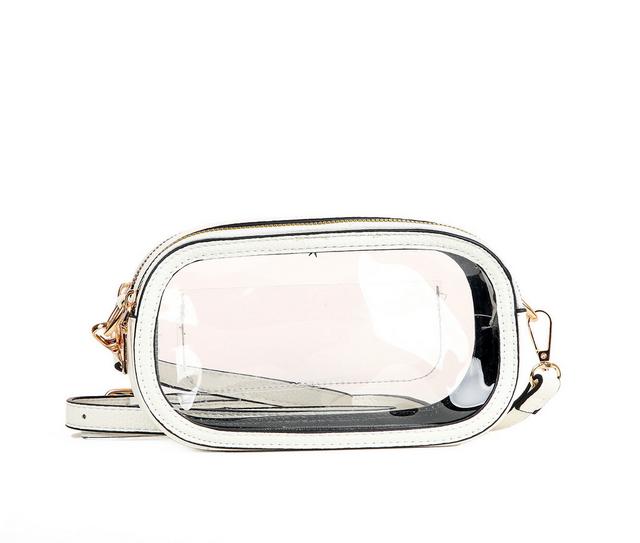 QUEENS DESIGNS Clear Bag-Double Zip Handbag in White color