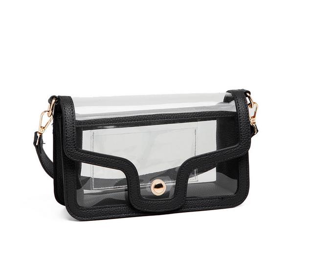 QUEENS DESIGNS Clear Bag-Envelope Style Handbag in Black color