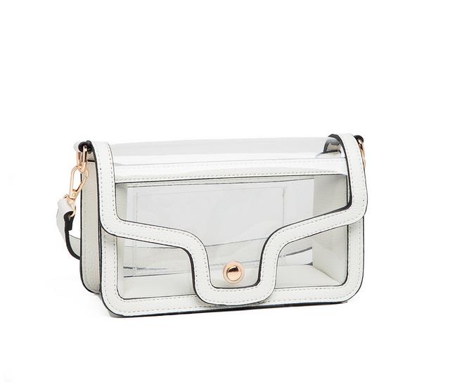 QUEENS DESIGNS Clear Bag-Envelope Style Handbag in White color