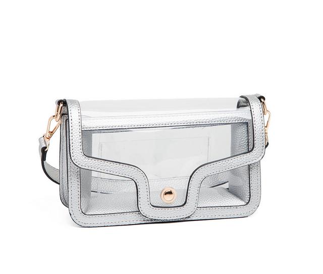 QUEENS DESIGNS Clear Bag-Envelope Style Handbag in Silver color