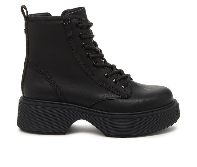 Women's Rocket Dog Bingo Platform Combat Boots in Black color