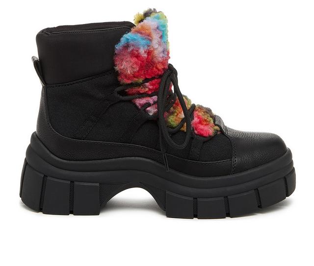 Women's Rocket Dog Tiger Lace Up Booties in Black/Rainbow color