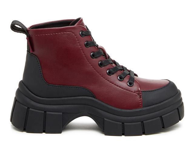 Women's Rocket Dog Trusty Lace Up Boots in Burgundy color