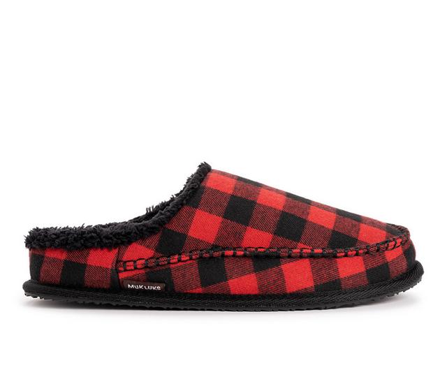 MUK LUKS Men's Pieced Scuff Slippers in Red/Black color