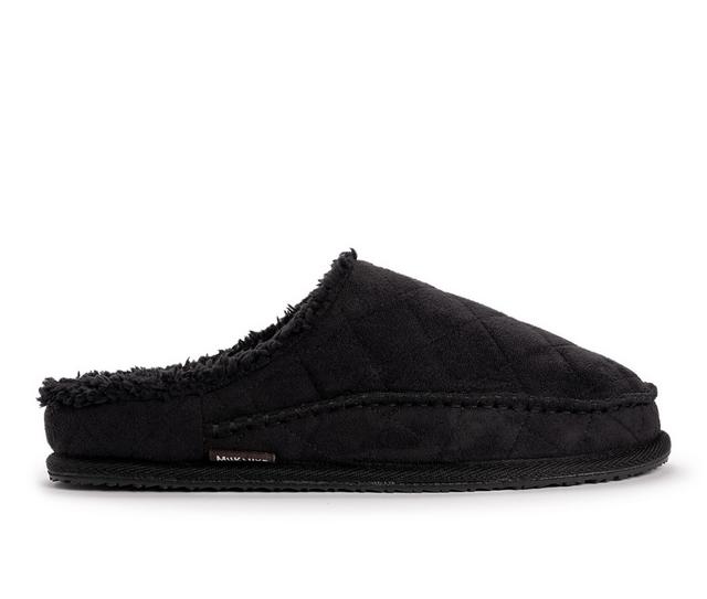 MUK LUKS Men's Pieced Scuff Slippers in Black color