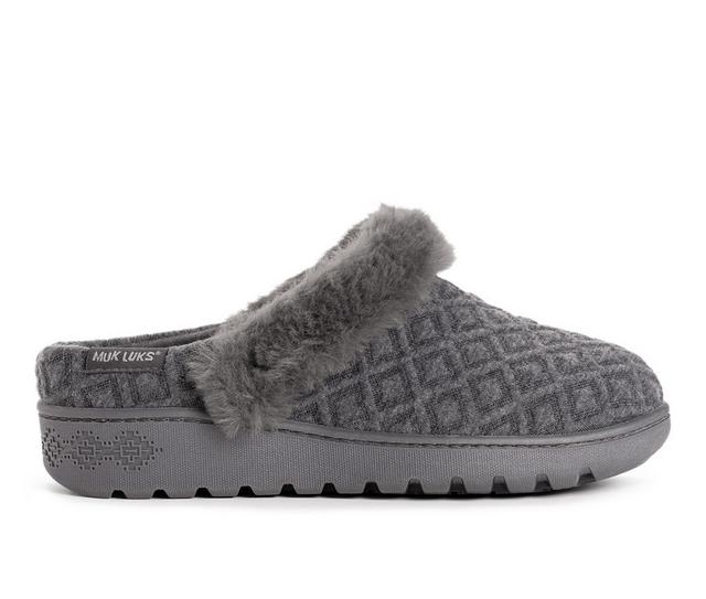 MUK LUKS Quianna Lee Slipper Clogs in Dark Grey color