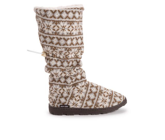 MUK LUKS Tabbi Toggle Slipper Boots in Grey Snowflake color