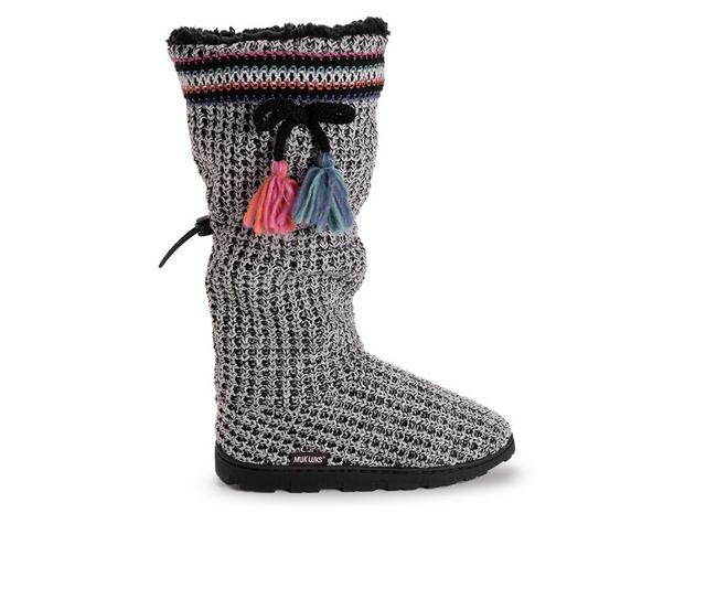 MUK LUKS Tabbi Toggle Slipper Boots in Black/White color