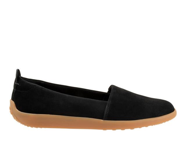 Women's Softwalk Deva Flats in Black nubuck color