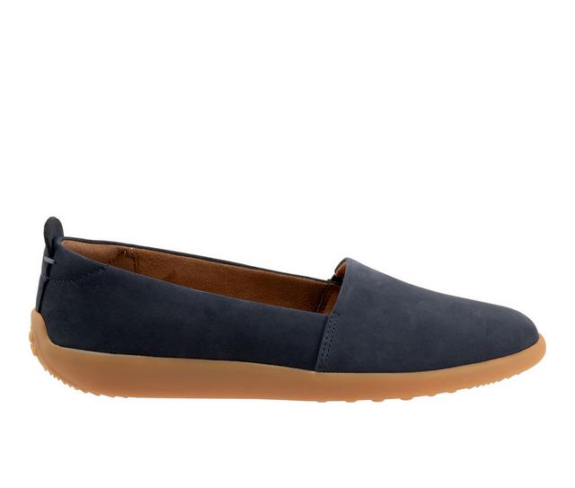 Women's Softwalk Deva Flats in Navy nubuck color