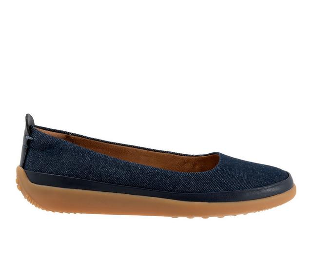 Women's Softwalk Disa Flats in Blue denim color