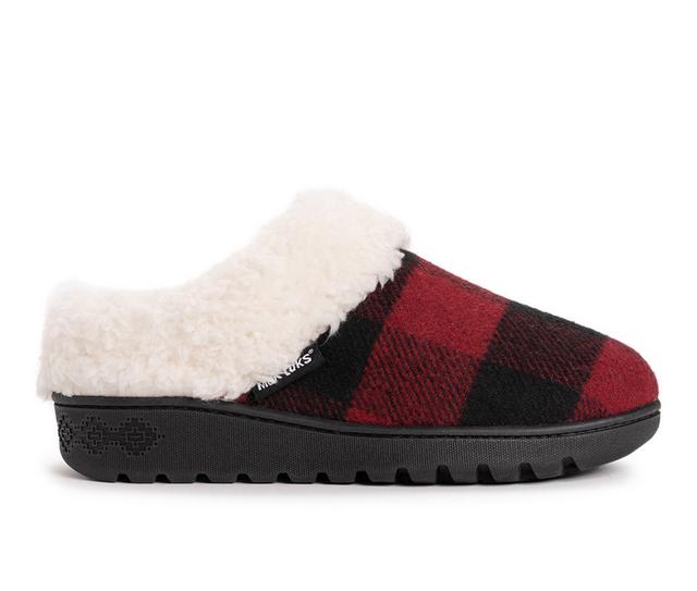 MUK LUKS Nony Ann Slippers in Plaid Red color