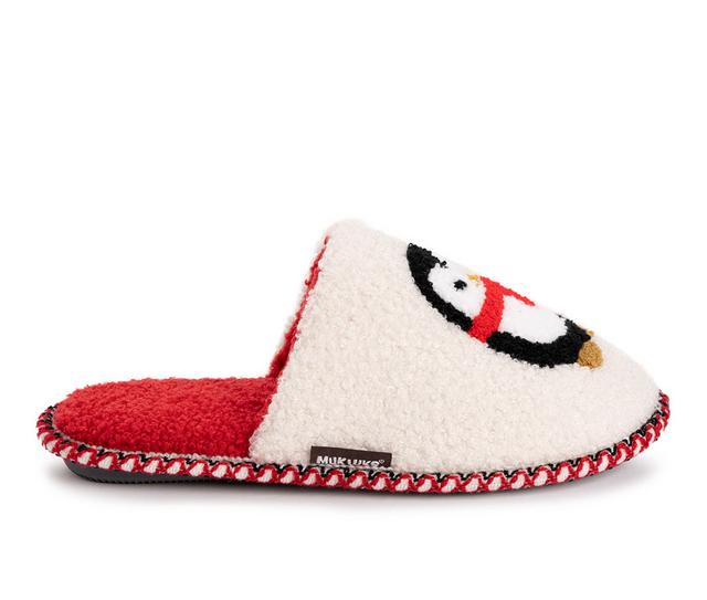 MUK LUKS Penguin Scuff Slippers in Vanilla color