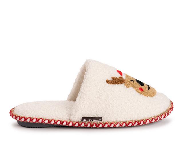 MUK LUKS Reindeer Scuff Slippers in Vanilla color