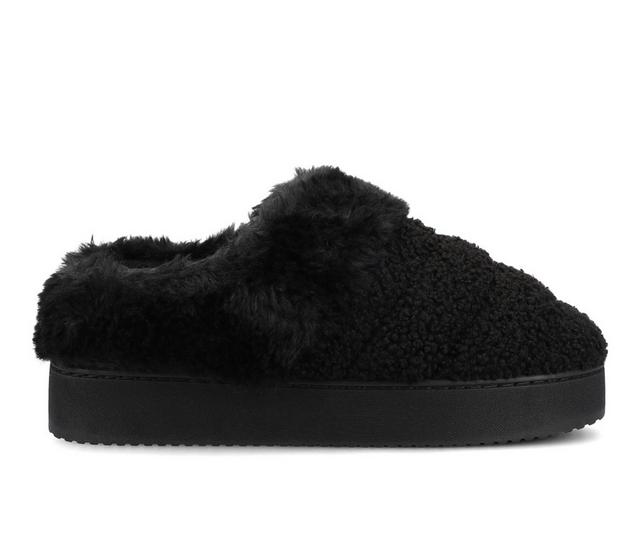 Journee Collection Blair Clog Slippers in Black Shearling color