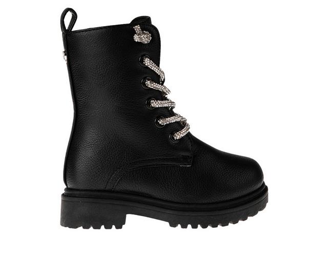 Girls' Bebe Toddler Lacee Combat Boots in Black color