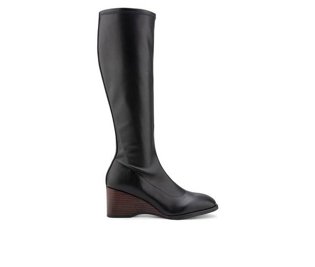 Women's Aerosoles Angela Knee High Wedge Boots in Black color