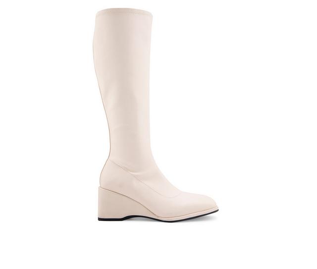 Women's Aerosoles Angela Knee High Wedge Boots in Eggnog color