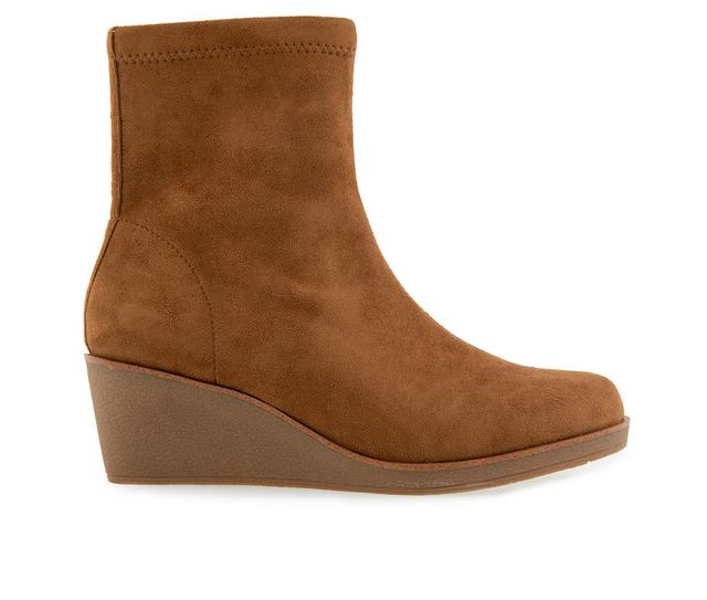 Women's Aerosoles Binnie Wedge Booties in Tan Nubuck color