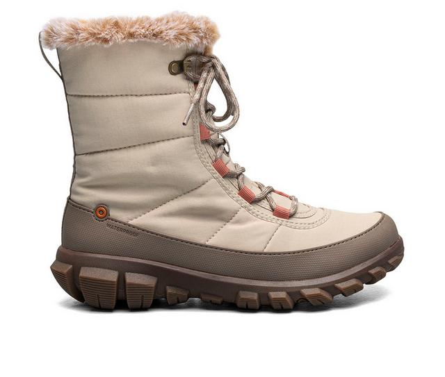 Women's Bogs Footwear Cedar Quilt Lace Winter Boots in Oatmeal color