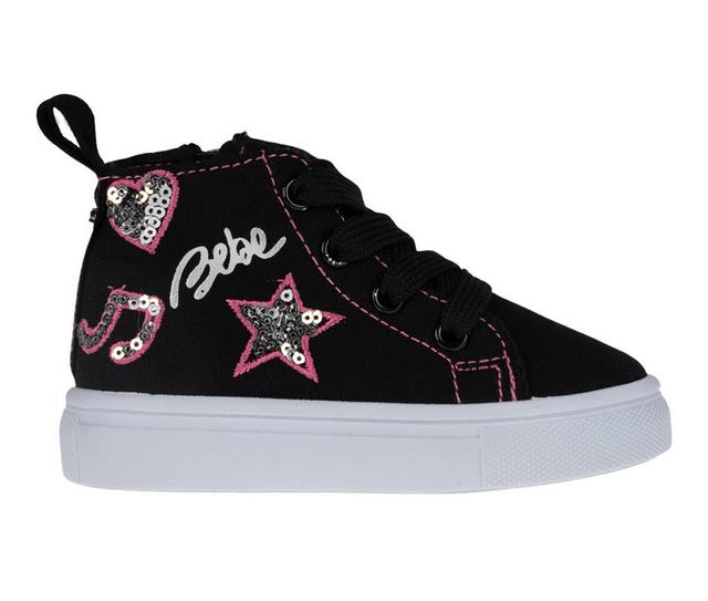 Girls' Bebe Toddler Dacee High Top Sneakers in Black color