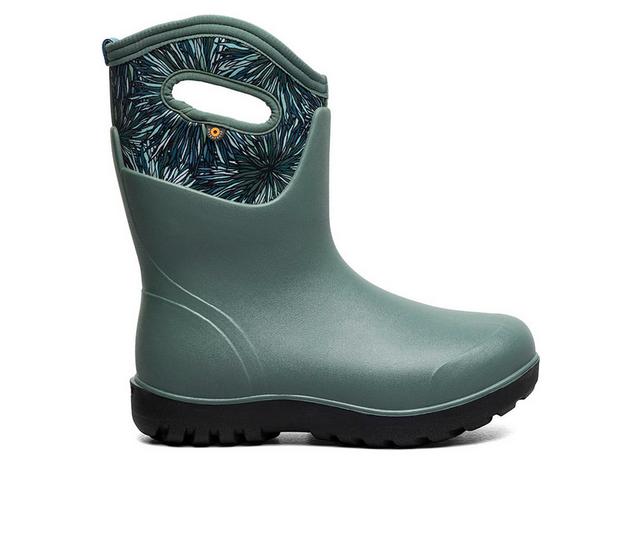 Bogs Footwear Neo Classic Mid Floral Rain Boots in Dark Forest color