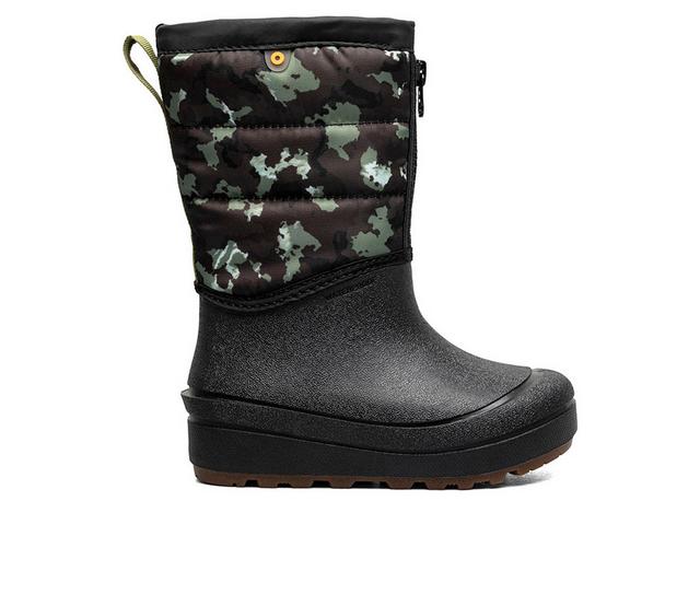 Bogs Footwear Snow Shell Zip Camo Winter Boots in Black/Sphagnum color