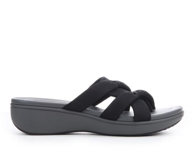 Women's Clarks Breezerae Cam Wedge Sandals in Black color