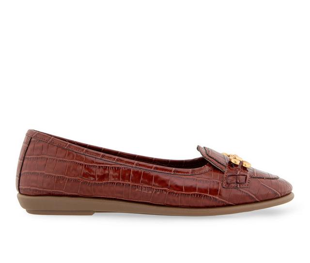 Women's Aerosoles Bobbi Flats in Clay Croco color