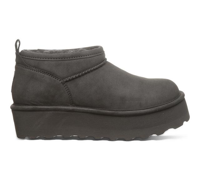 Women's Bearpaw Retro Super Short Vegan Platform Winter Booties in Carbon color