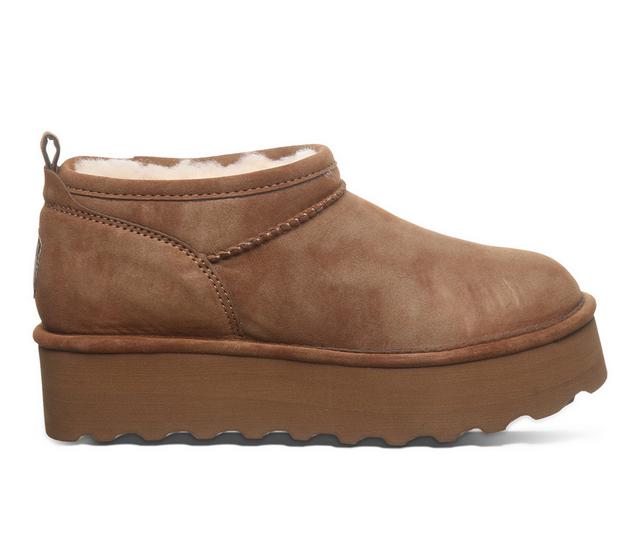 Women's Bearpaw Retro Super Short Vegan Platform Winter Booties in Gingersnap color