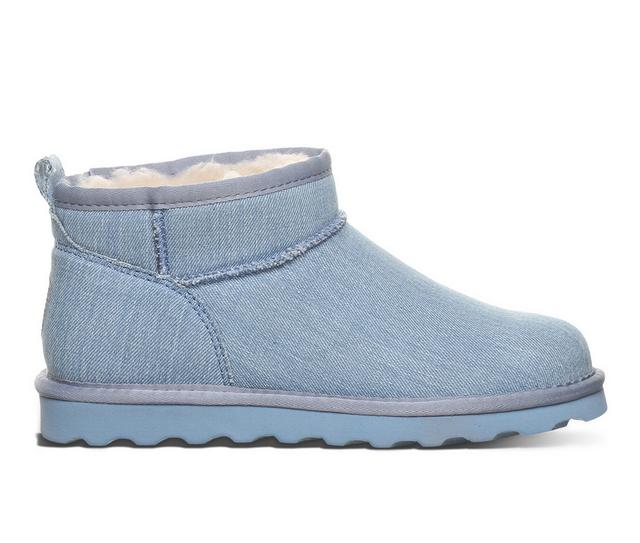 Women's Bearpaw Shorty Vegan Winter Booties in Denim Blue color