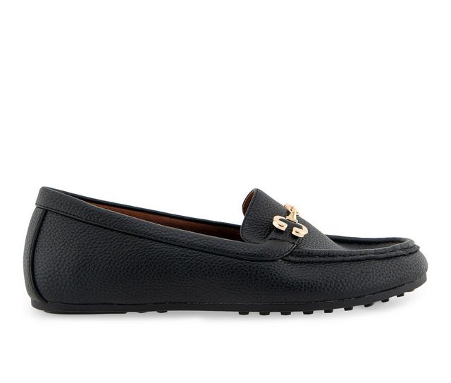 Women's Aerosoles Dallas Loafers in Black Pebbled color