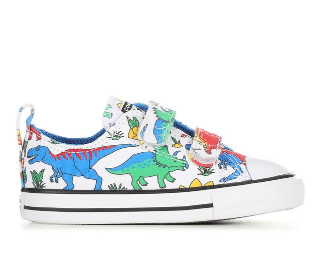 Boys' Converse Toddler Chuck Taylor All Star 2V Dino Sneakers in White/Blue/Grn color