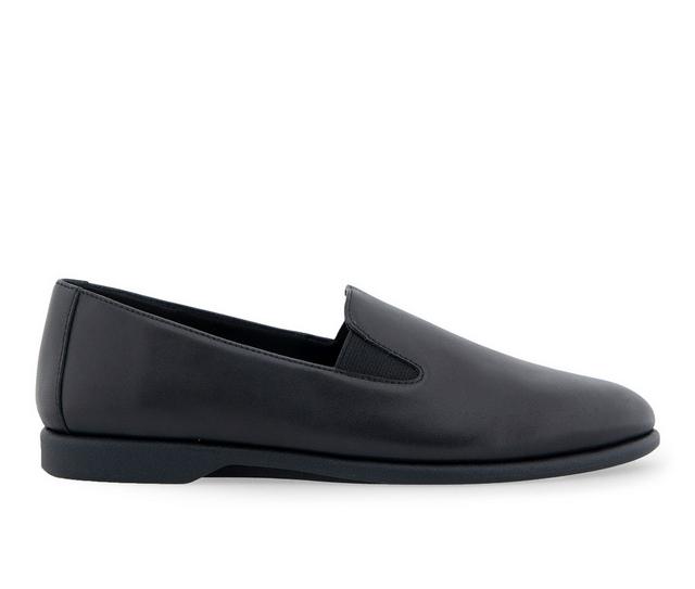 Women's Aerosoles Nuit Flats in Black Leather color