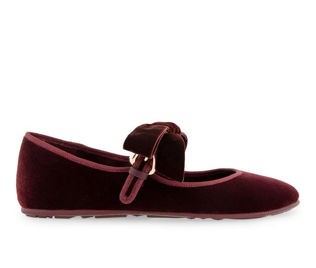 Women's Aerosoles Poppy Mary Jane Flats in Burgundy color